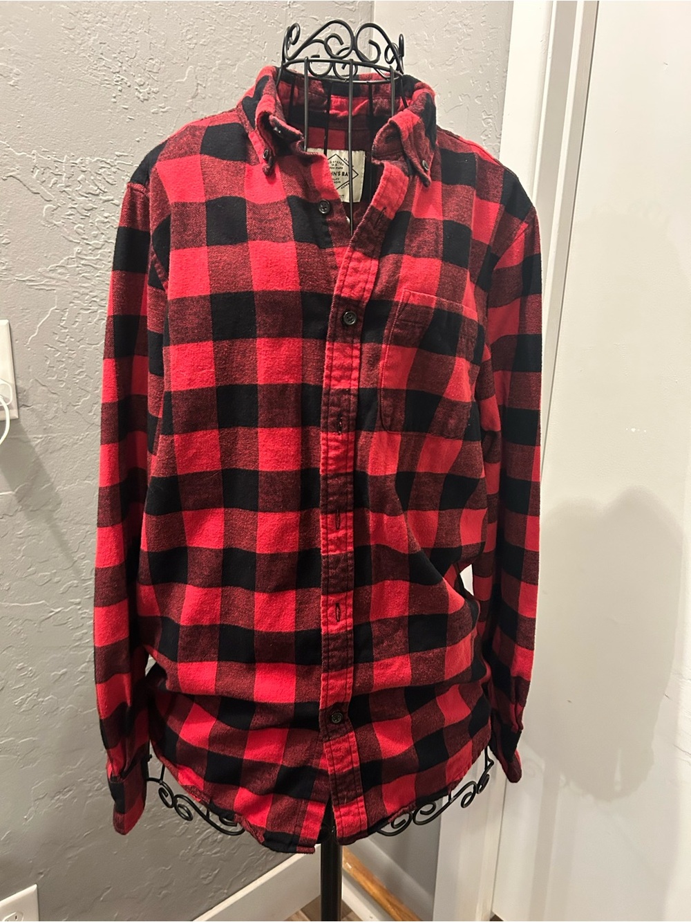 St. John's Bay Red and Black Buffalo Plaid Button-Down Shirt